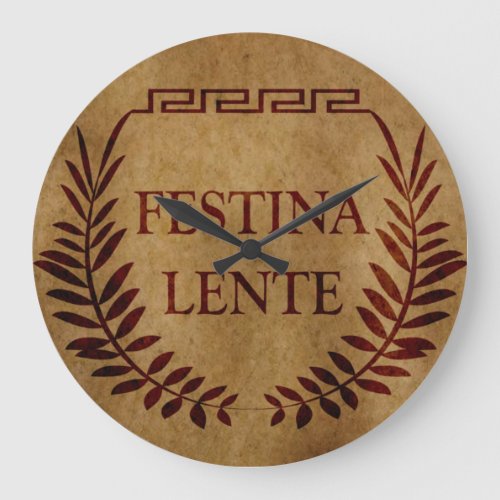 festina lente latin phrase large clock