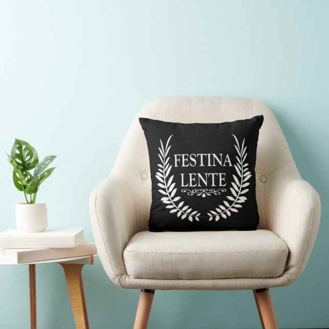 Festina lente throw pillow (Chair)