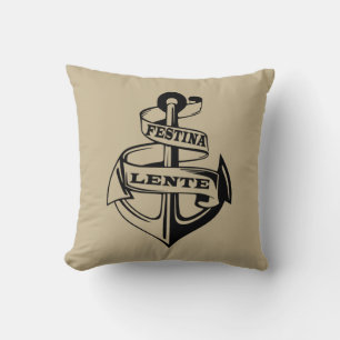 Festina lente throw pillow
