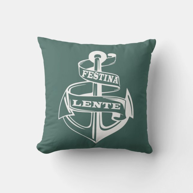 Festina lente throw pillow (Front)