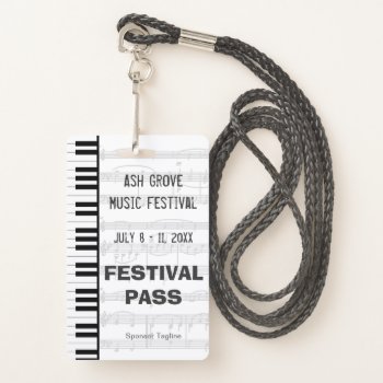 Festival Access Pass Piano Keyboard Theme Badge by DigitalDreambuilder at Zazzle