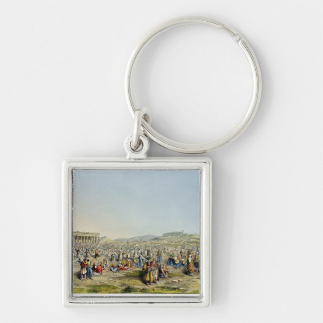 Festival at Athens, pub. by J. Rodwell, 1830 (aqua Keychain (Front)