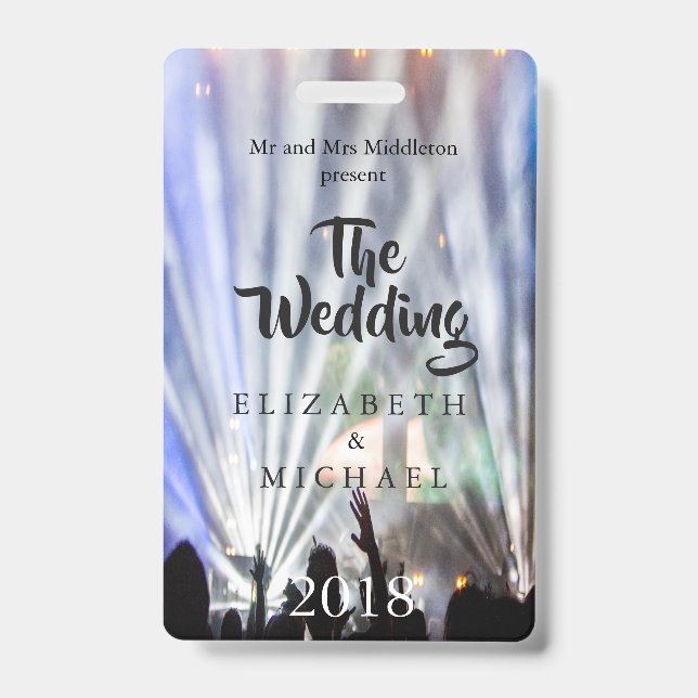 Festival  Bright Lights Fun Wedding Invitation Badge (Front)