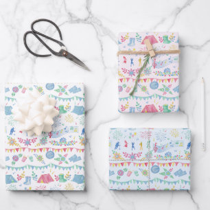 Festival Camping On Pastel Wrapping Paper Sheets