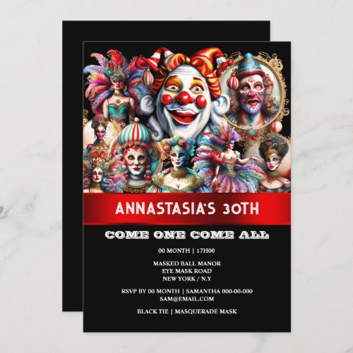 Festival carnival circus clowns showman showgirls  invitation