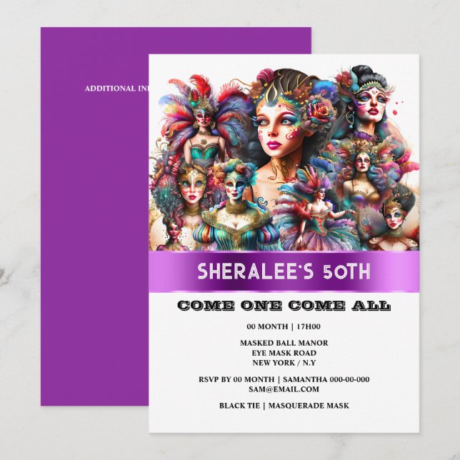 Festival carnival showgirls woman colorful costume invitation (Front/Back)