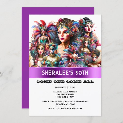 Festival carnival showgirls woman colorful costume invitation