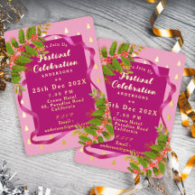 Festival Celebration Christmas Pink Red