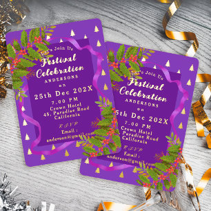Festival Celebration Christmas Purple Foil Invitation