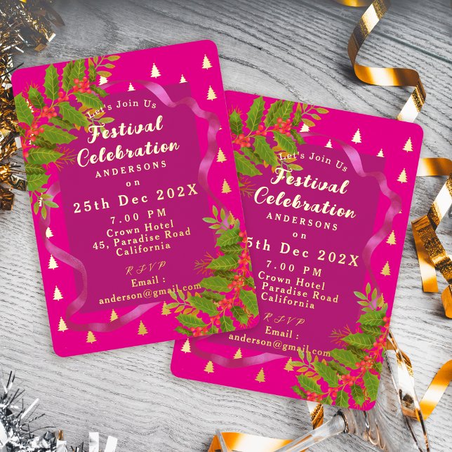 Festival Celebration Christmas Red Foil Invitation (Festival Celebration Christmas Red Foil Invitation)