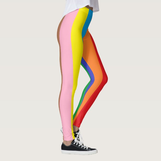 Festival Circus Dance Party Colorful Stripe Leggings (Right)