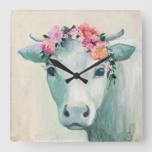 Festival Cow Square Wall Clock