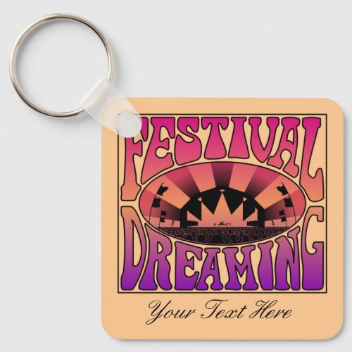 Festival Dreaming Retro Raspberry_Apricot_Plum 2 Keychain