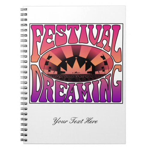 Festival Dreaming Retro Raspberry_Apricot_Plum wht Notebook
