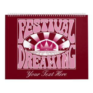 Festival Dreaming Retro White-Pink-Cranberry Calendar