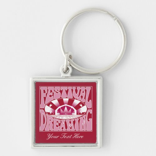 Festival Dreaming Retro White_Pink_Cranberry Keychain