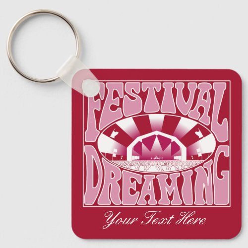 Festival Dreaming Retro White_Pink_Cranberry Keychain