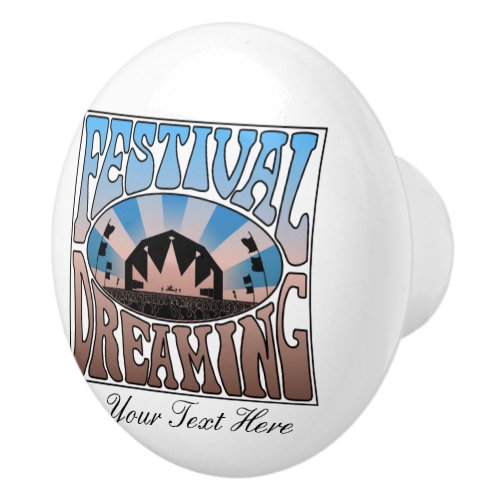 Festival Dreaming Vintage Retro Blue_Brown Custom  Ceramic Knob
