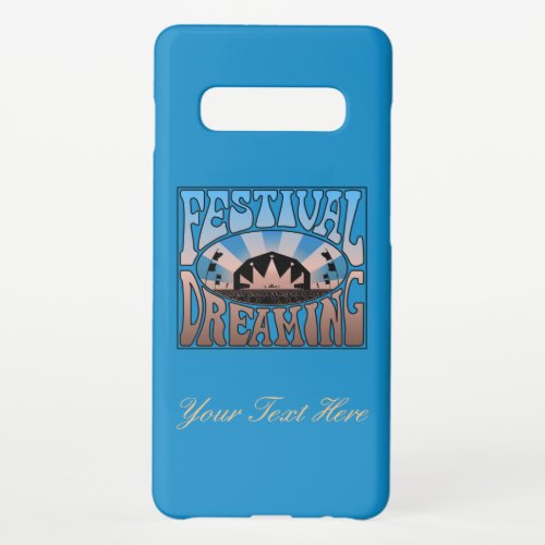 Festival Dreaming Vintage Retro Blue_Brown on teal Samsung Galaxy S10 Case