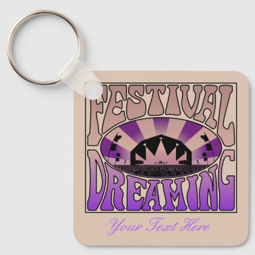 Festival Dreaming Vintage Retro Brown_Mauve beige Keychain