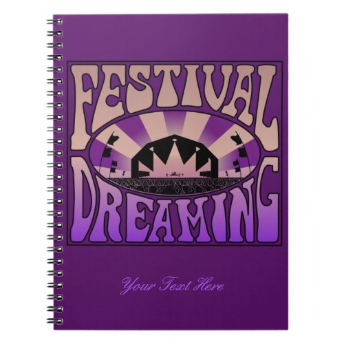 Festival Dreaming Vintage Retro Brown_Mauve purple Notebook