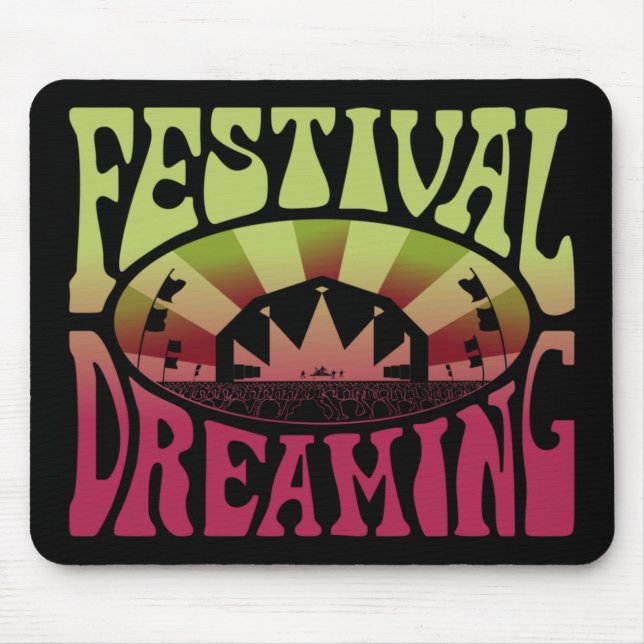 Festival Dreaming Vintage Retro Green-Maroon Mouse Pad (Front)