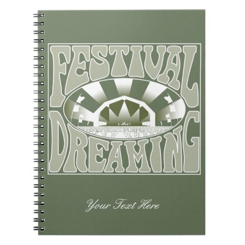 Festival Dreaming Vintage Retro Green_White Custom Notebook