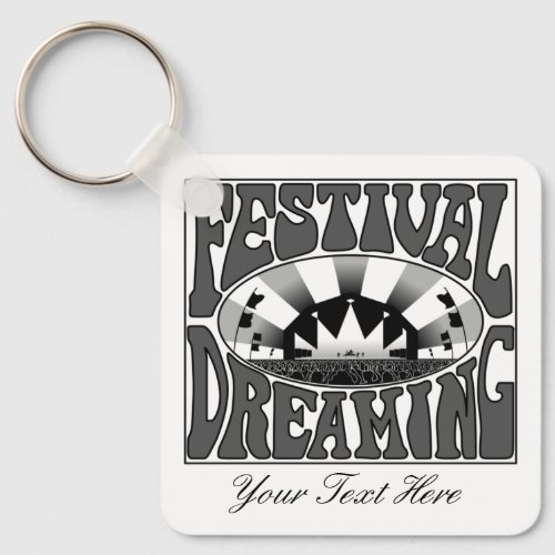 Festival Dreaming Vintage Retro Monochrome Custom Keychain