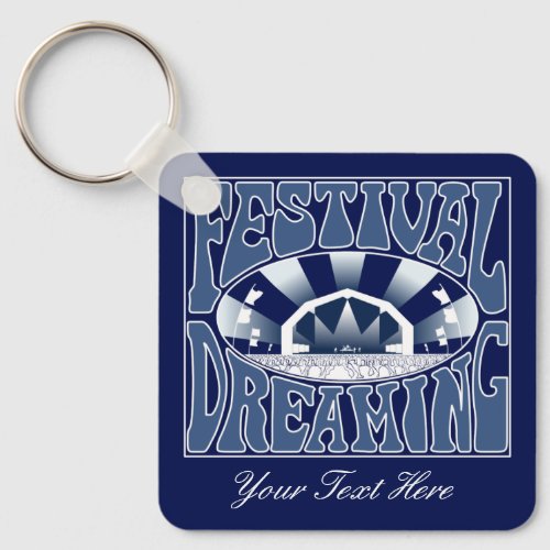 Festival Dreaming Vintage Retro Navy_White Custom Keychain