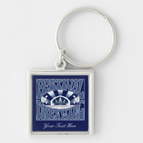 Festival Dreaming Vintage Retro Navy_White Custom Keychain