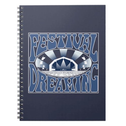 Festival Dreaming Vintage Retro Navy_White Graphic Notebook