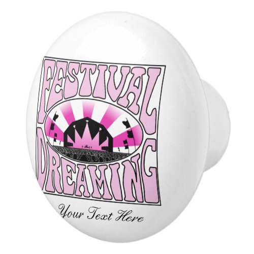 Festival Dreaming Vintage Retro Pink_Black Custom Ceramic Knob