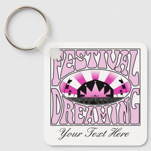 Festival Dreaming Vintage Retro Pink_Black Custom Keychain