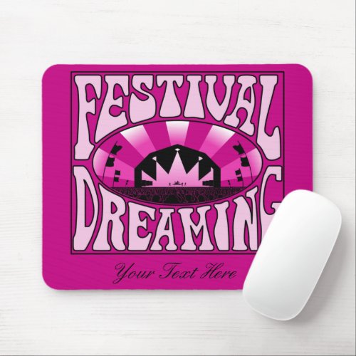 Festival Dreaming Vintage Retro Pink_Black  pink Mouse Pad