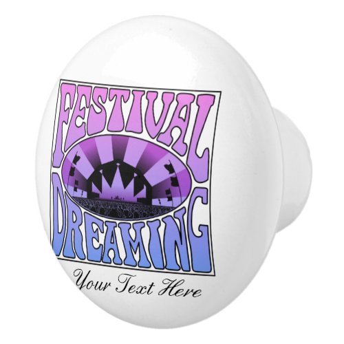 Festival Dreaming Vintage Retro Pink_Blue Custom Ceramic Knob