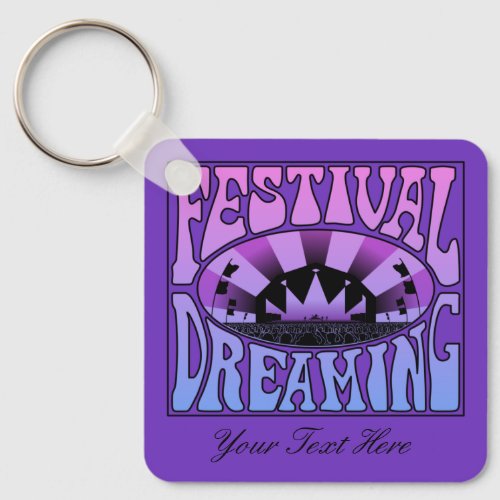 Festival Dreaming Vintage Retro Pink_Blue  mauve Keychain