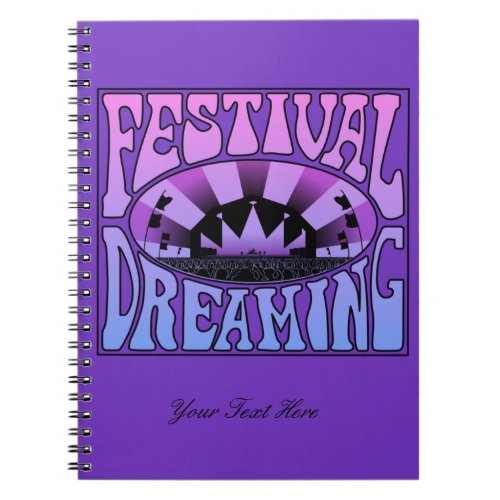 Festival Dreaming Vintage Retro Pink_Blue  mauve Notebook