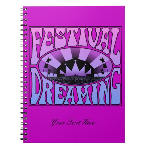 Festival Dreaming Vintage Retro Pink_Blue  pink Notebook