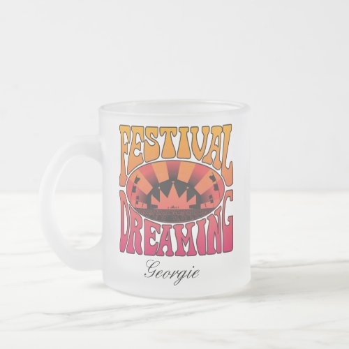 Festival Dreaming Vintage Retro Red_Yellow Frosted Glass Coffee Mug