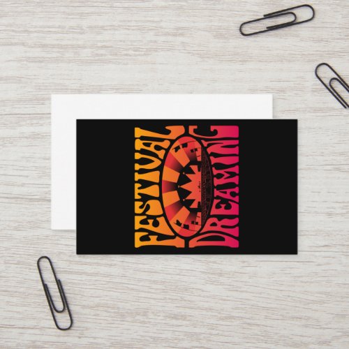 Festival Dreaming Vintage Retro Red_Yellow Graphic Business Card