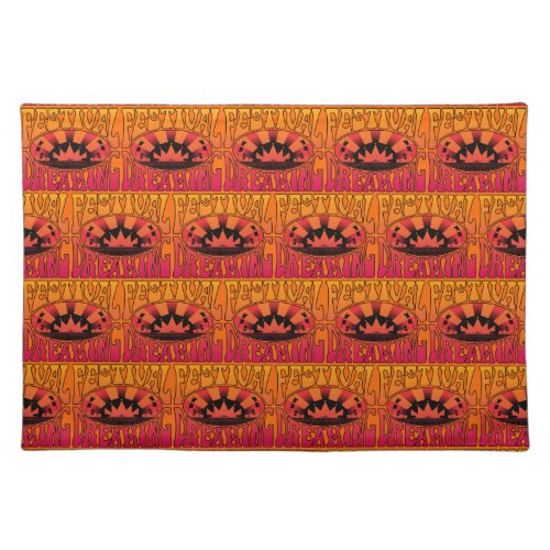Festival Dreaming Vintage Retro Red_Yellow orange Cloth Placemat