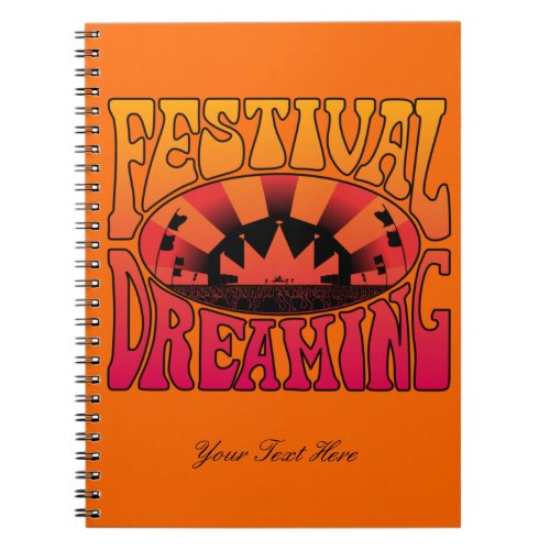 Festival Dreaming Vintage Retro Red_Yellow orange Notebook