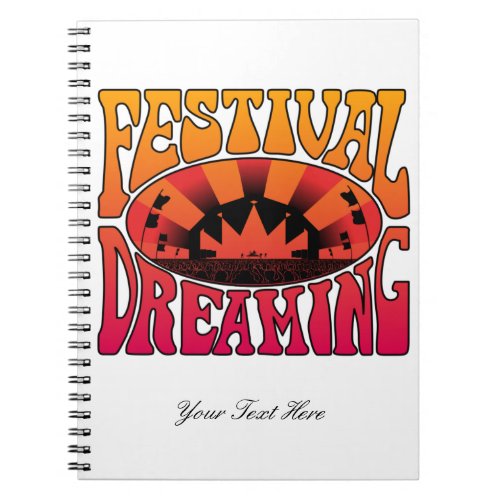 Festival Dreaming Vintage Retro Red_Yellow  white Notebook