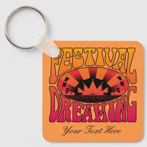 Festival Dreaming Vintage Retro Red_Yellow yellow Keychain