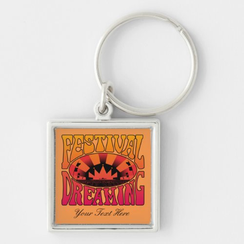 Festival Dreaming Vintage Retro Red_Yellow yellow Keychain