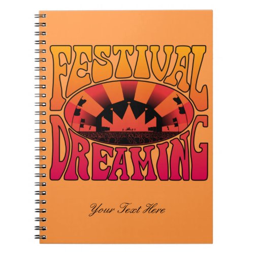 Festival Dreaming Vintage Retro Red_Yellow yellow Notebook