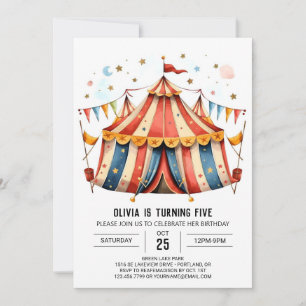 Festival Editable Joy Circus Birthday Invitation