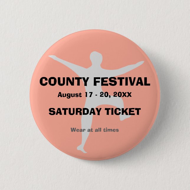 Festival Event Admission Ticket Button Badge 2 (Front)