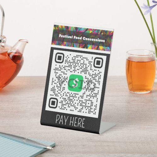 Festival Food Concessions Personalized Cash App  Pedestal Sign
