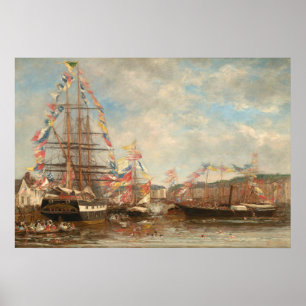 Festival Harbor of Honfleur Eugène Boudin Fine Art Poster